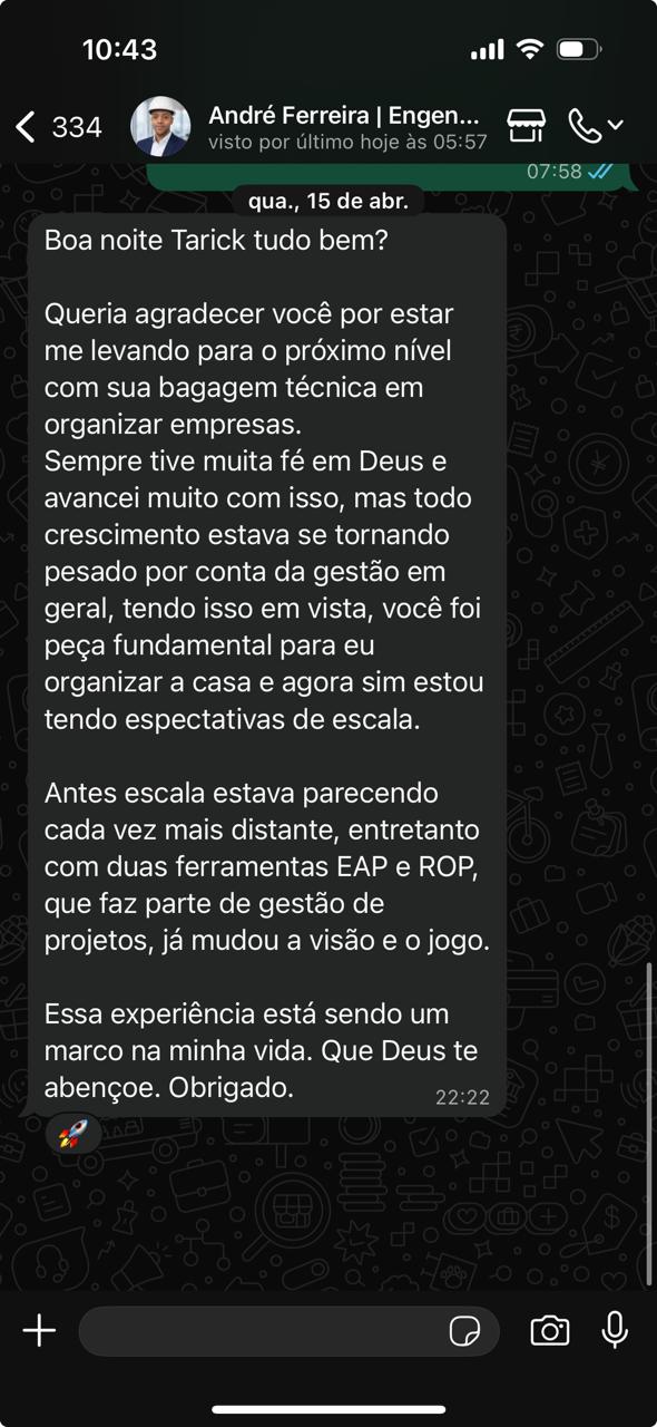 Print original do depoimento de André Ferreira