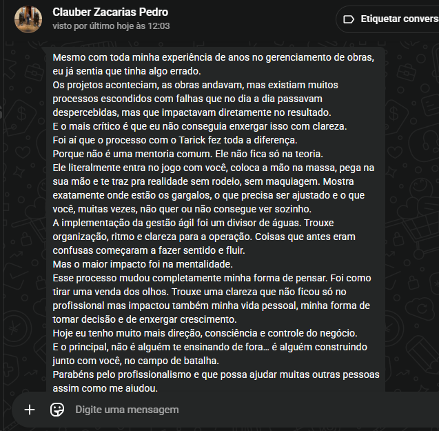 Print original do depoimento de Clauber Zacarias Pedro